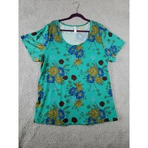 Lularoe Irma Tunic Size XXXL Teal Multicolor Floral Blouse Top